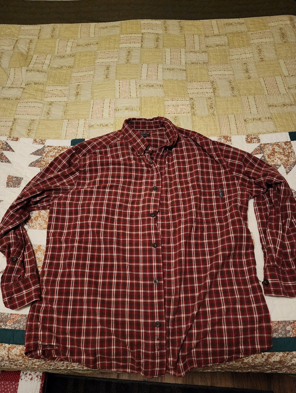 Woolrich red and white plaid shirt large